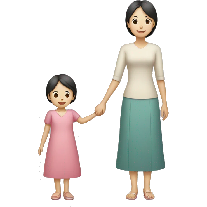 asian mother and daughter holding hands emoji