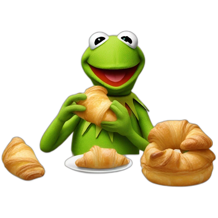 kermit eating a croissant emoji