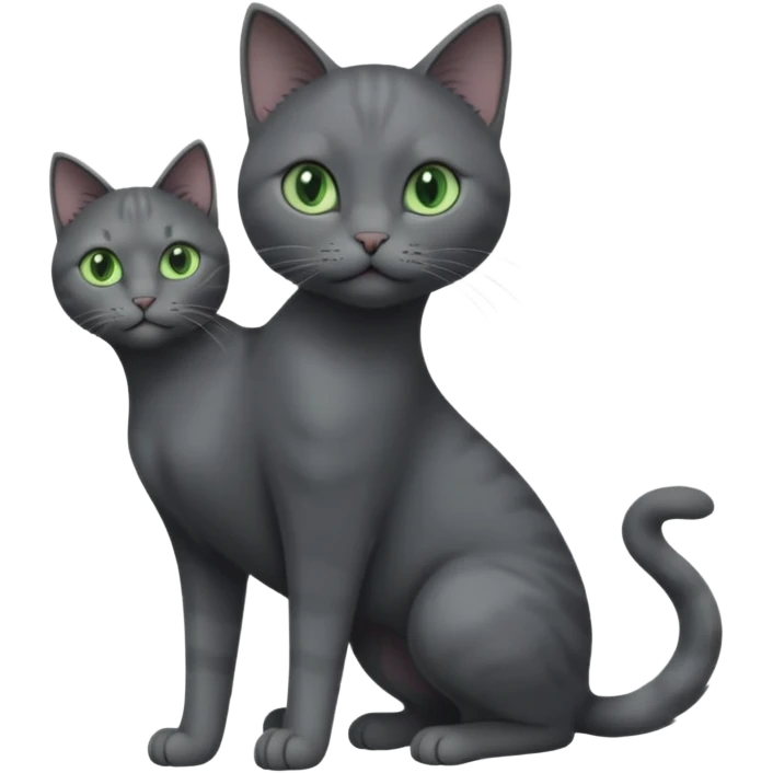 full body view of beautiful female solid dark grey cat with green eyes, grey face, white toes/paws and small white patch on her chest emoji
