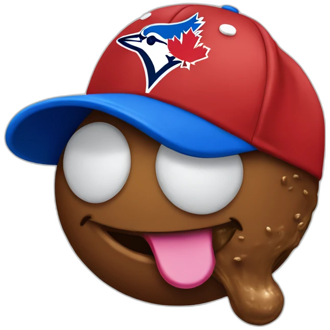poop wearing a toronto blue jays baseball cap emoji