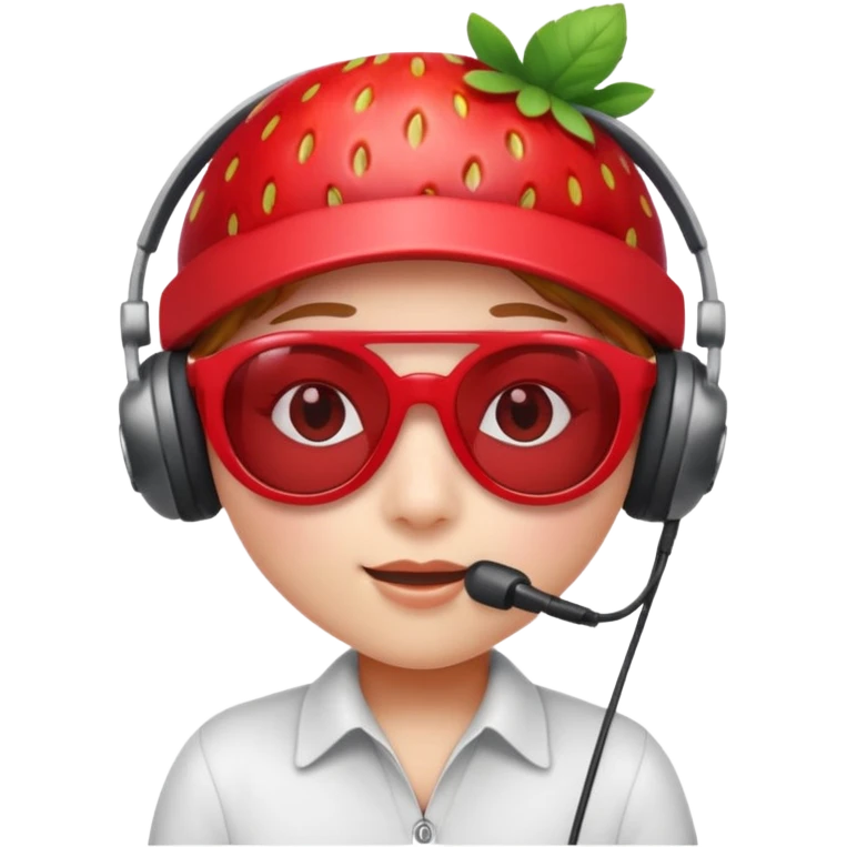 A Cute strawberry wearing headset and shades emoji