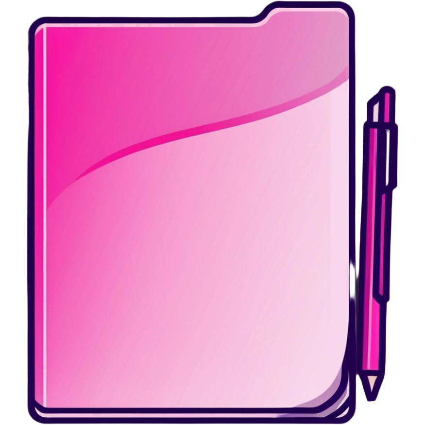 document folder, transparent glass with bright pink gradient from #FF335F to #FF99AA, soft shadows and highlights, minimalistic emoji