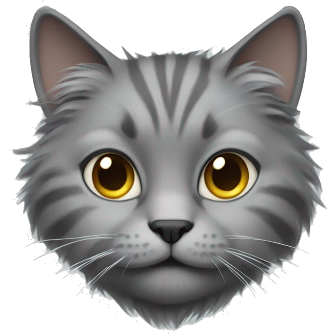 grey and grey fluffy cat  emoji