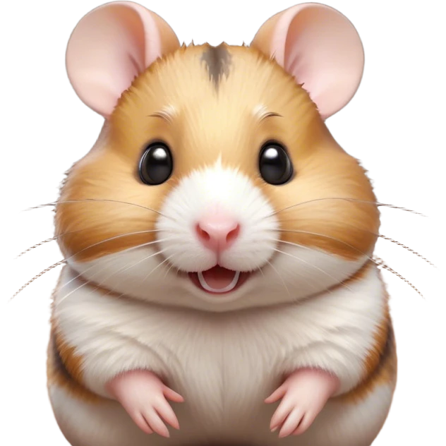 Cinematic Comical Brown and White Banded Hamster Portrait Emoji, Head tilted dramatically with an exaggeratedly amused expression, featuring a striking fur with bold brown and white banded patterns, wide, expressive dark eyes filled with playful disbelief, Simplified yet hilariously expressive features, highly detailed, glowing with a slightly sassy glow, high shine, dramatic yet playful, stylized with an air of cheeky mischief, bright and endearing, soft glowing outline, capturing the essence of a spirited and over-the-top hamster, so meme-worthy it feels like it could side-eye its way into internet fame instantly! emoji