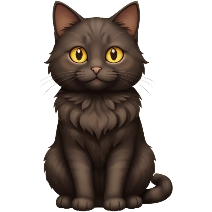 Dark-Brown sitting cat with golden eyes  (full body) emoji