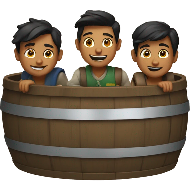 3 boys in a barrel emoji