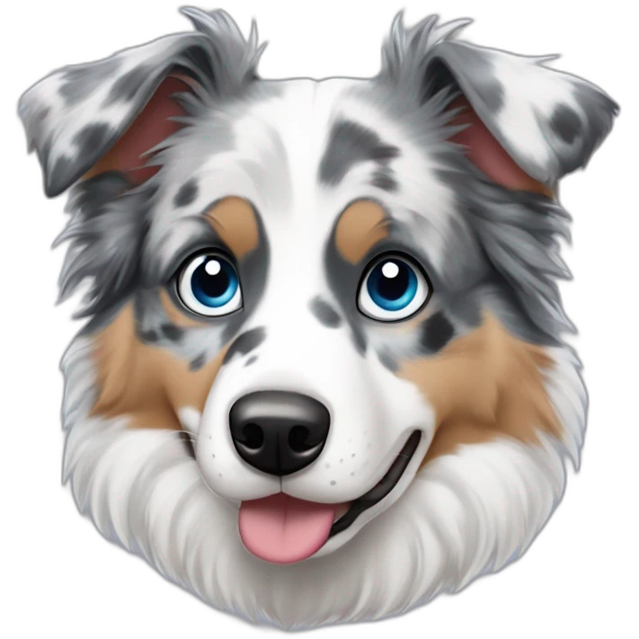 blue merle australian sheperd with different coloured eyes emoji