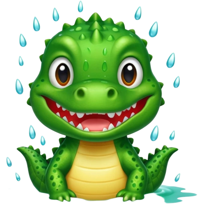 baby crocodile is showing under the shower  emoji