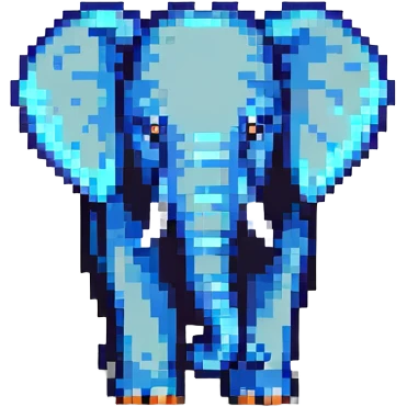 PostgreSQL database logo with elephant symbol in pixel art emoji