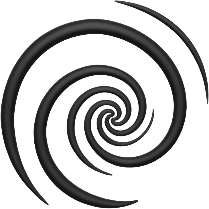 Triple arm spiral, black and white, symbol emoji