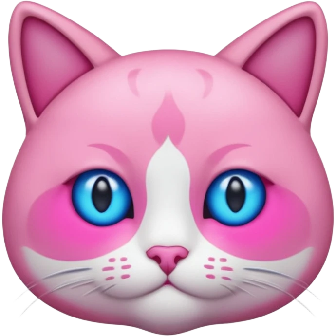 un emoji de lacara de un gato azul con rosa sorprendido emoji
