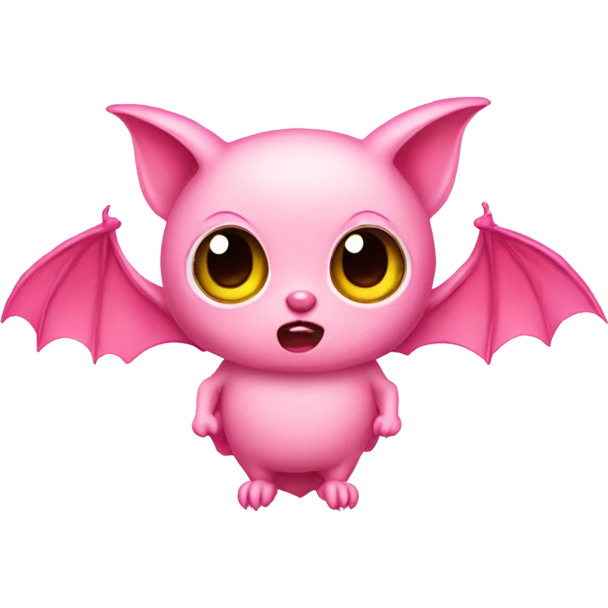pink bat cute with strawberry big pink eyes  emoji