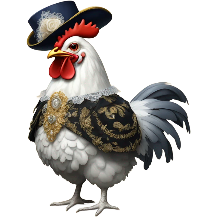 Chicken dressed for party at versailles in Napoleonic times emoji