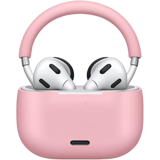 Create a pink happy circle emoji who listens to music on AirPods Max make them always this style 🥹 emoji