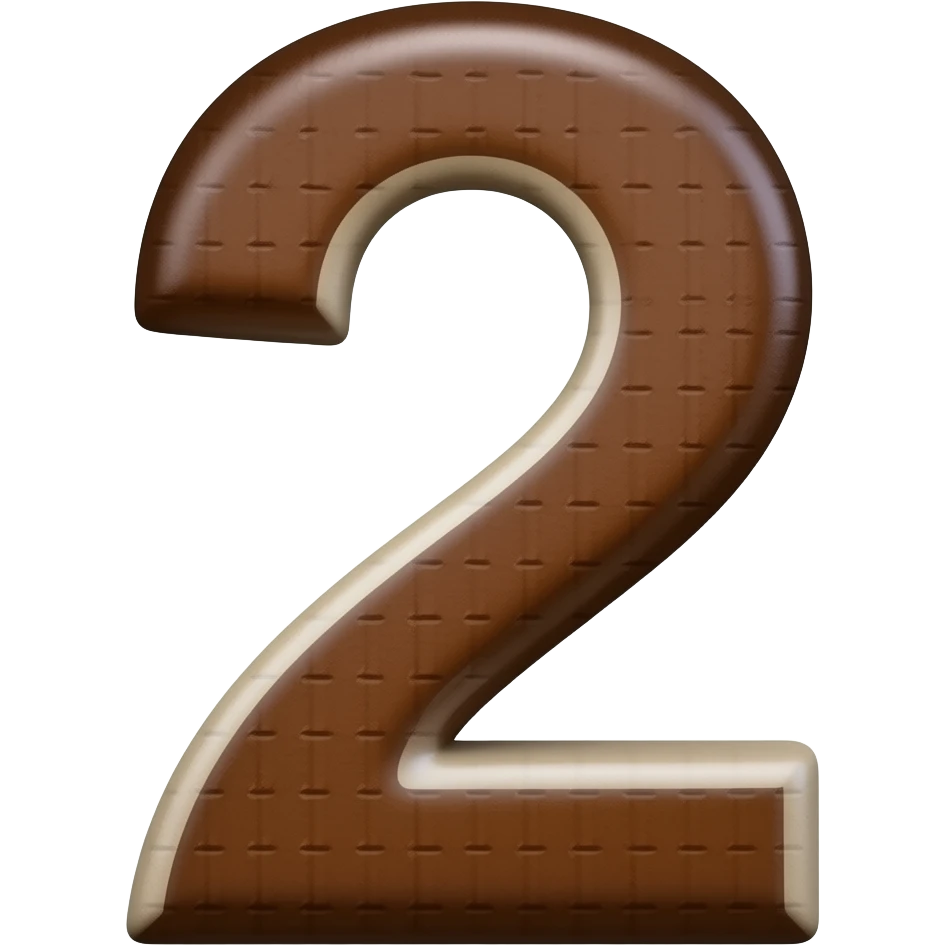 Create an emoji of the number 2 in a dark brown tone and make the number very thick emoji