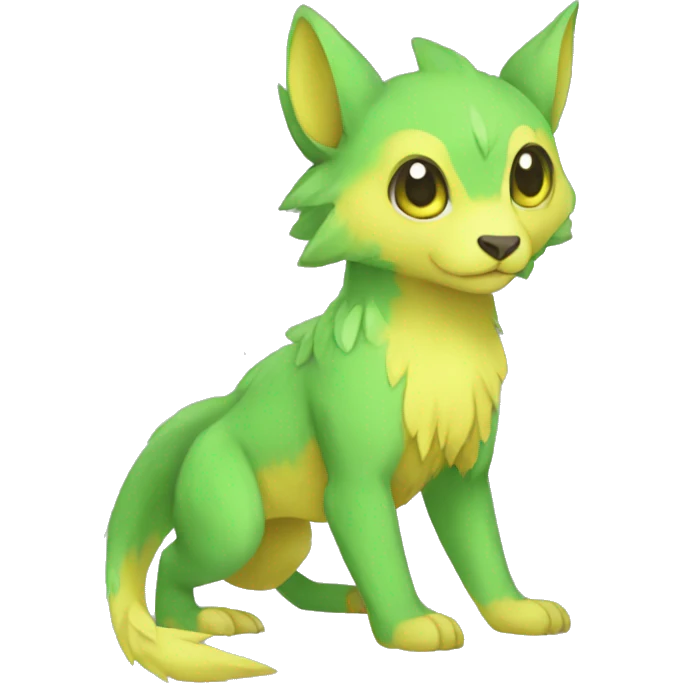Cute cool green yellow animal hybrid Fakemon full body emoji