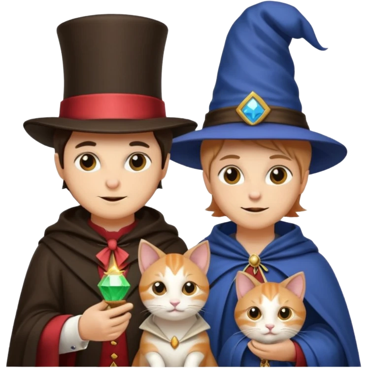 magician couple and their pet cat emoji