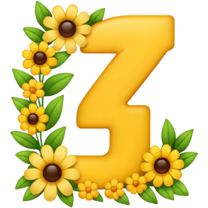clear number 7 emoji with flowers as a border or accent around the number emoji