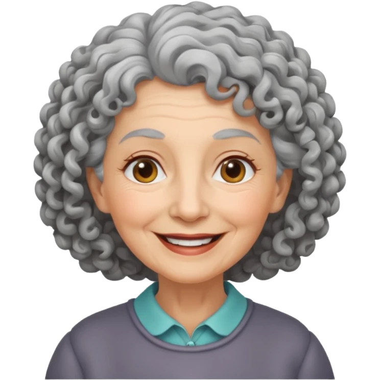 elderly woman curly hair emoji