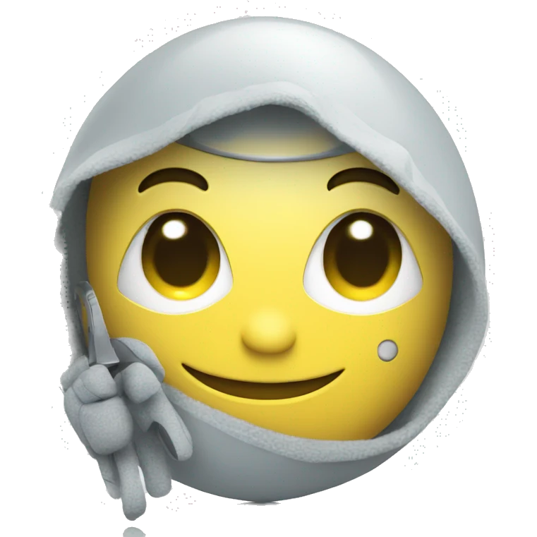 a robot with a sweet smile with a cleaning cloth in his hands emoji
