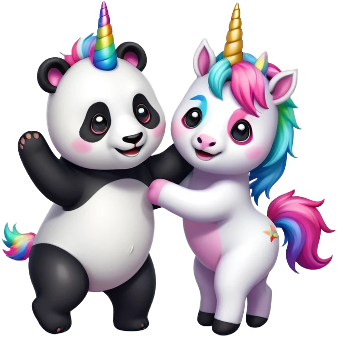 Panda and unicorn dancing emoji