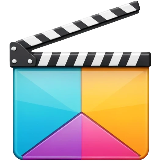 ultra simplified movie clapper in vibrant colors, two rectangles and a line, geometric minimalism emoji