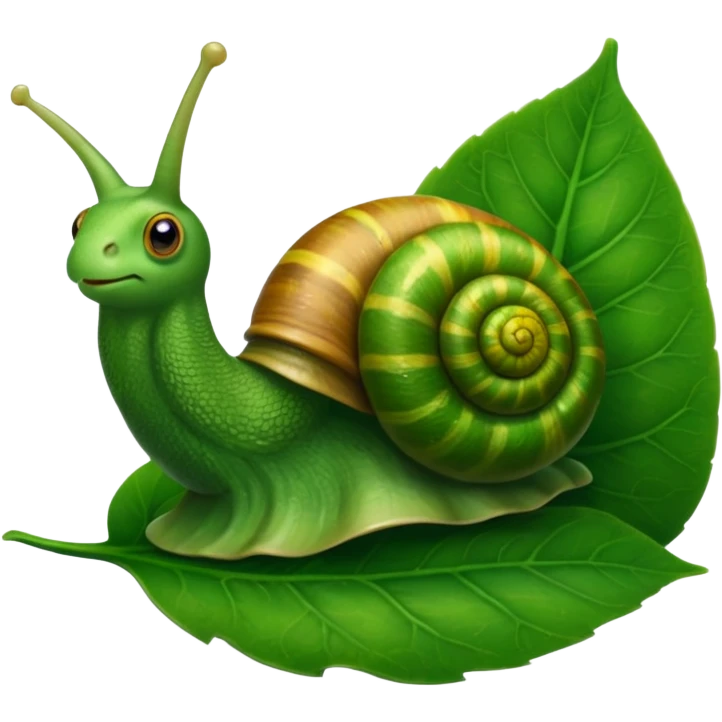 Snail with Long hair on leaf emoji