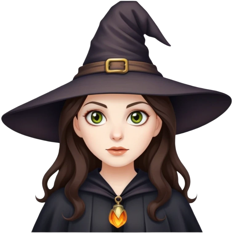 Brunette witch with hazel eyes emoji