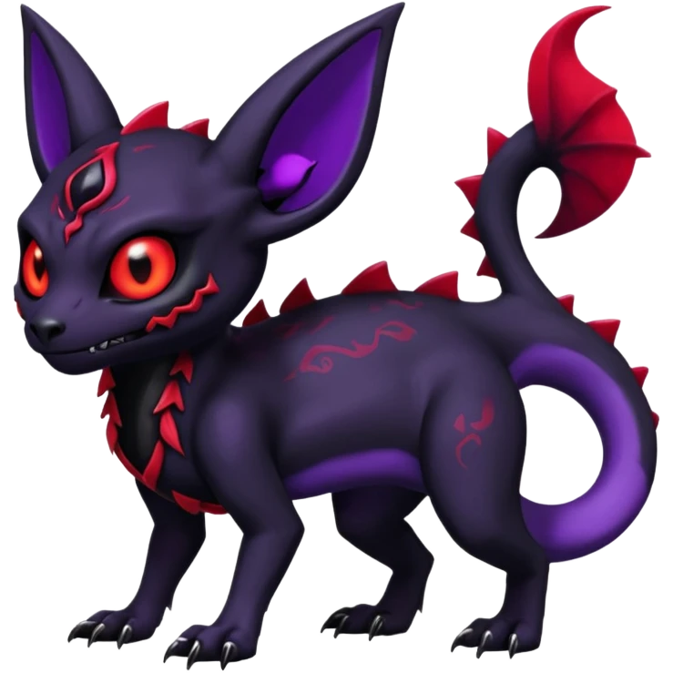 Edgy Spooky Gothic Evil Duskull-Salandit-Umbreon-Fakémon-hybrid-creature (full body)  emoji