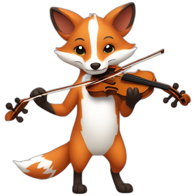 Piebald Fox playing violin with leaves and flowers emoji
