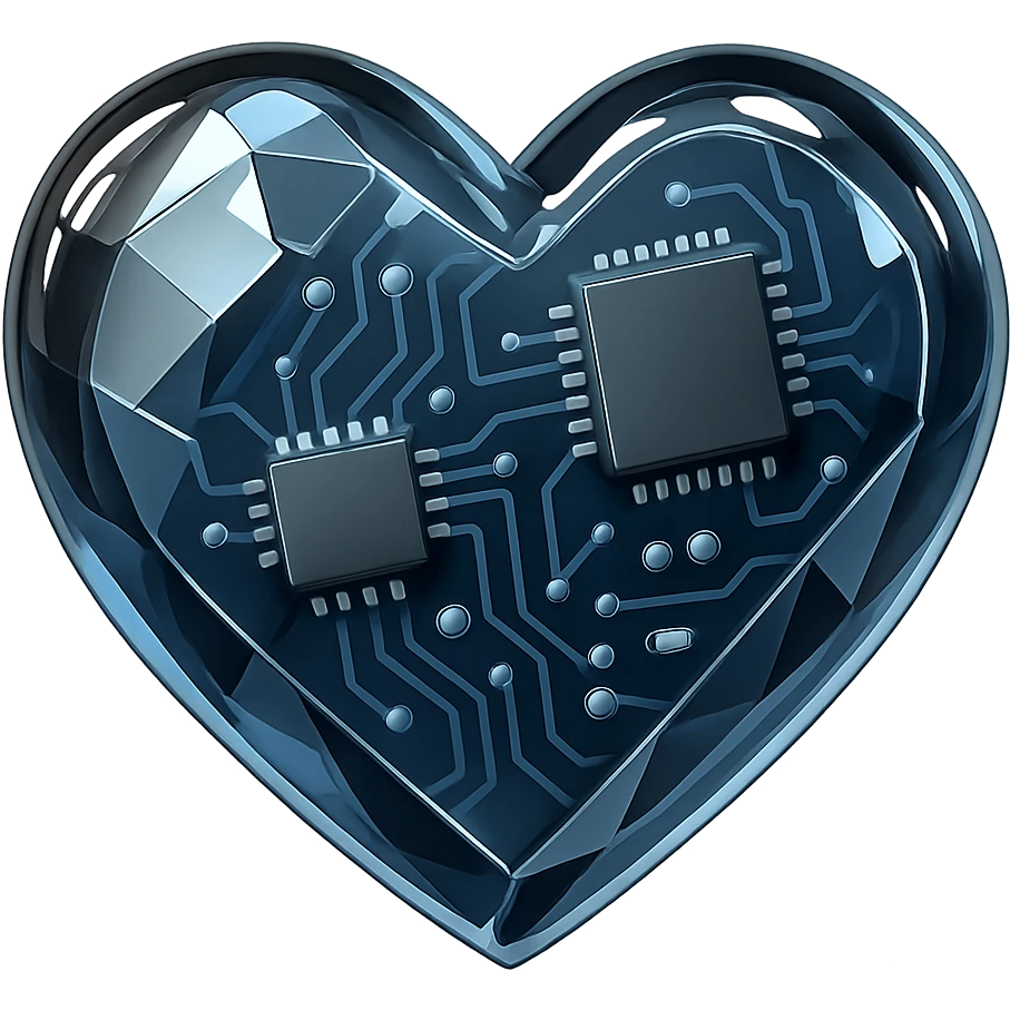 Make the heart-shaped diamond cut black with a glossy effect, keep the style and transparent background. emoji