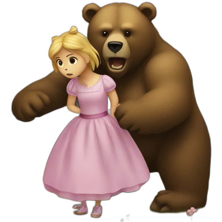 big bear threatening small girl emoji