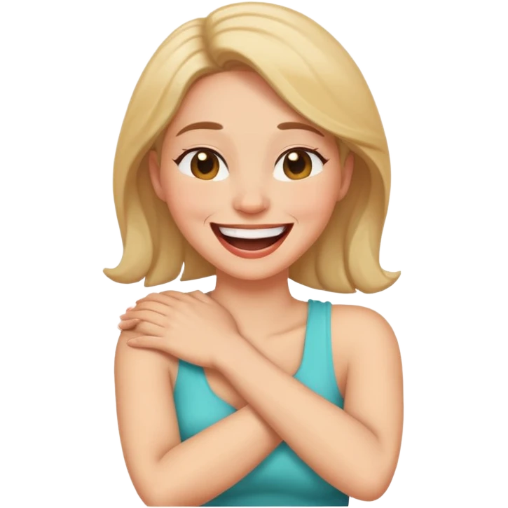 arms crossed holding neck laughing women emoji