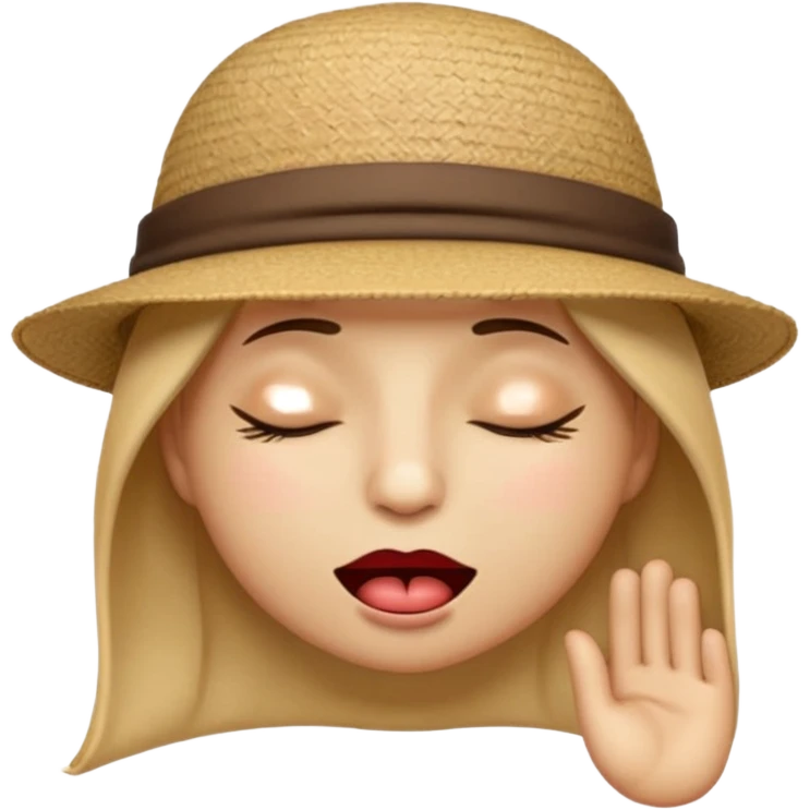 Emoji wearing hat side ways with eyes closed biting lip saying sheesh emoji