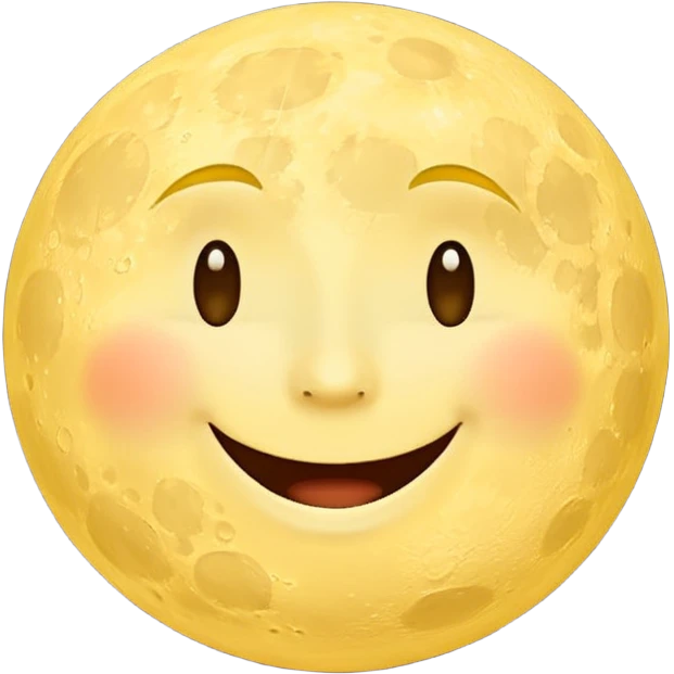 Moon with happy face emoji