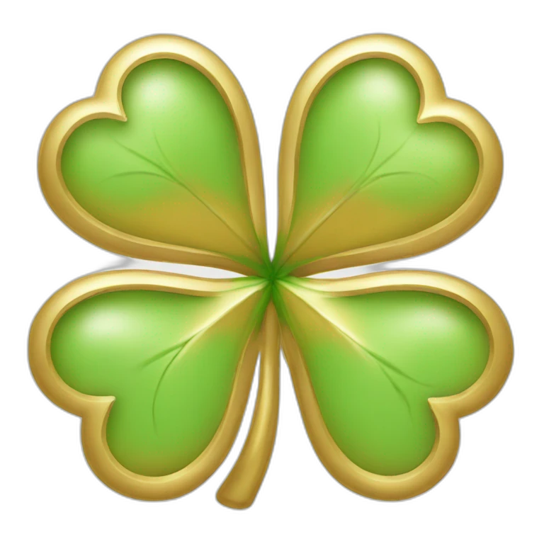 gold outline-four-leaf-clover emoji