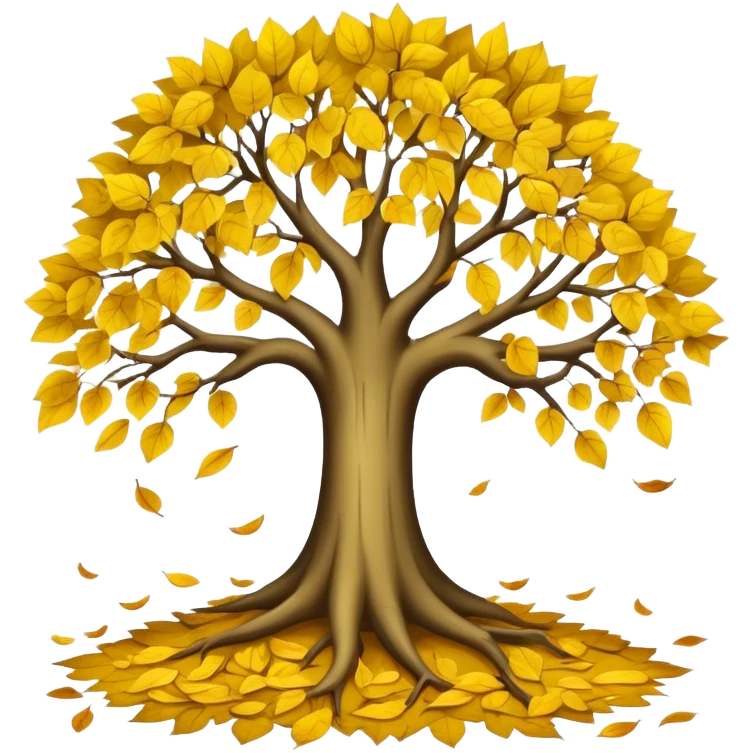 tree with low leaves releasing  old yellow leaves  emoji