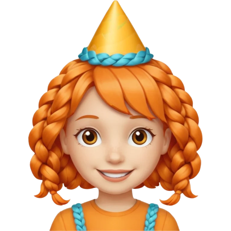 party hatted orange braided haired girl emoji