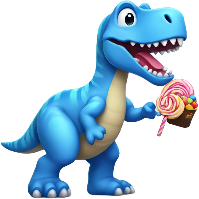 blue dinosaur with candy  emoji