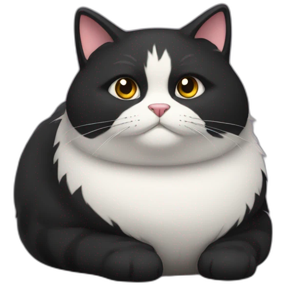 fat furry all black cat emoji