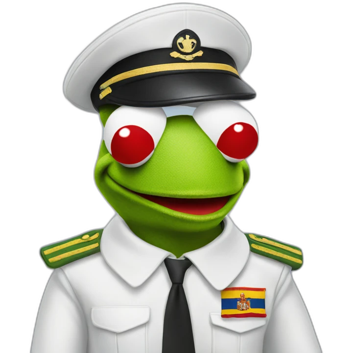 kermit as airline pilot with spanish flag in the background emoji