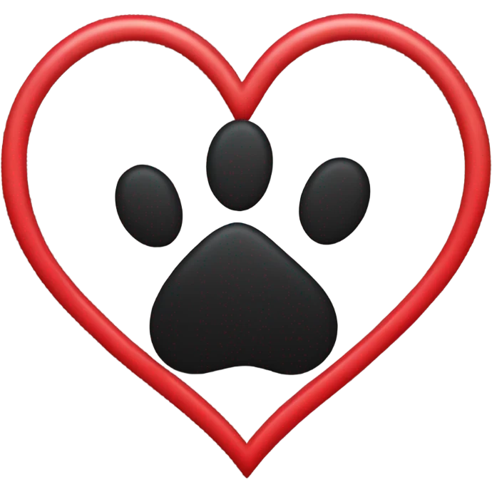 black paw in red heart emoji