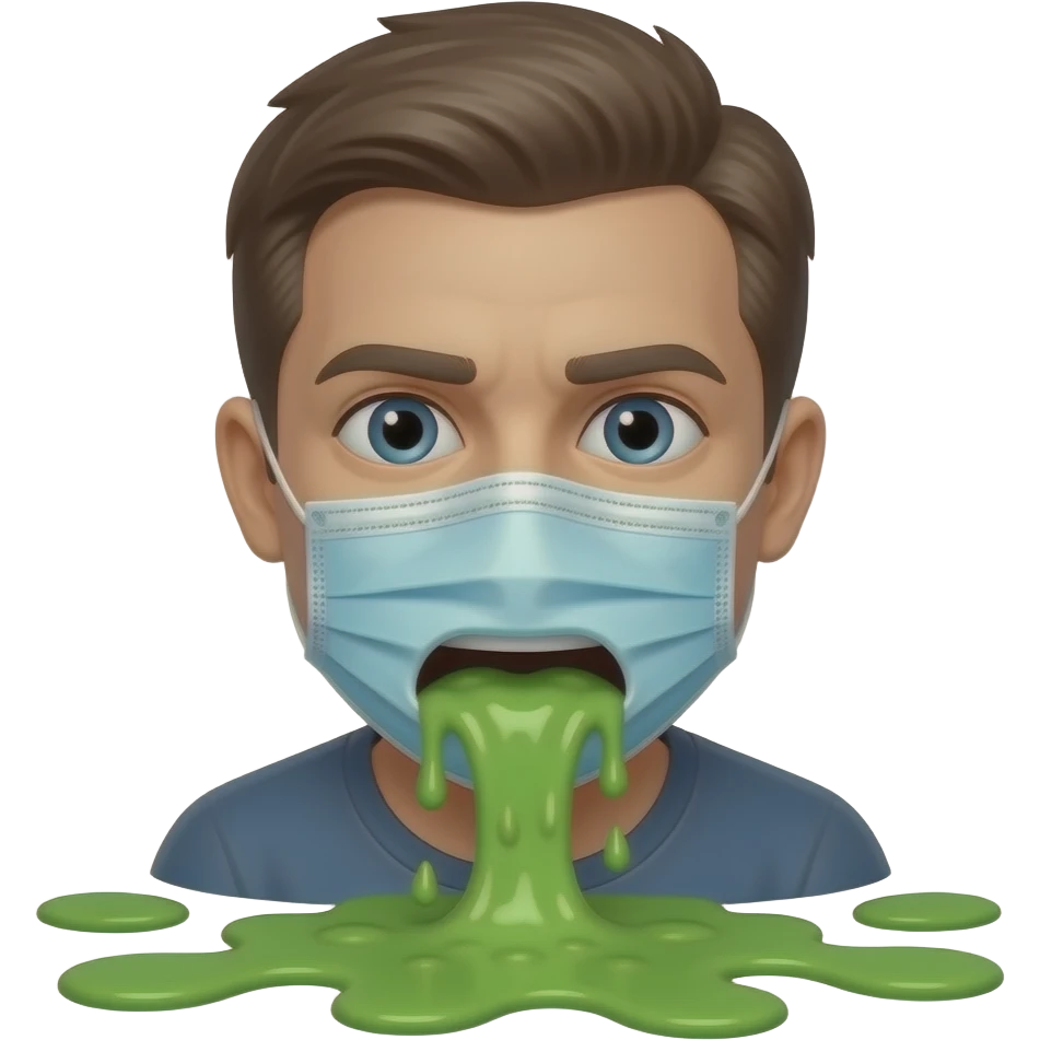 A toxic person covered by face mask throwing up emoji