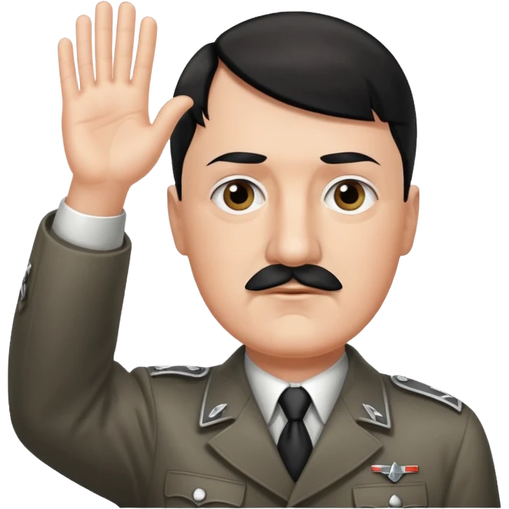 Hitler raising one hand straight up like a salute emoji