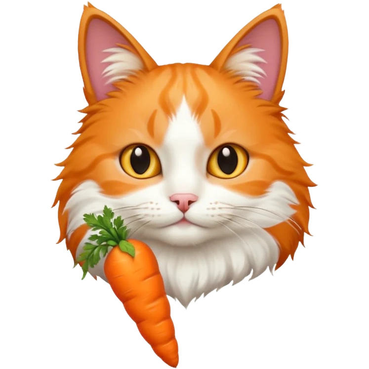 a carrot which is hold a cat emoji