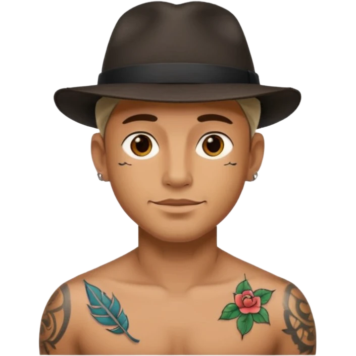 tattooed man with a hat emoji