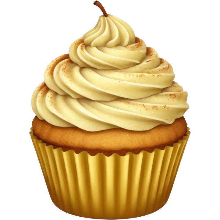 Pear cupcake with cinnamon dusting emoji