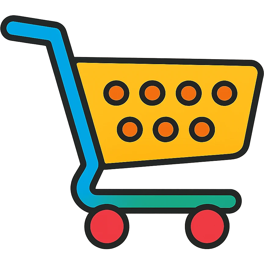A colorful shopping cart icon for e-commerce emoji