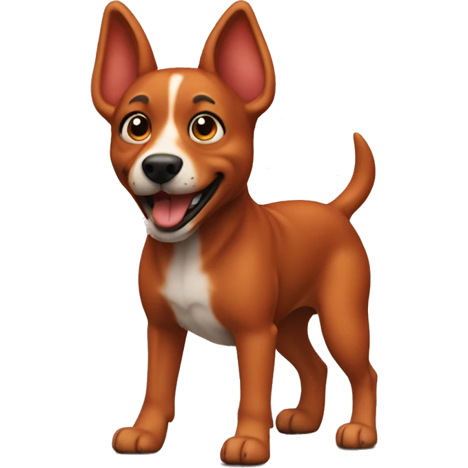 realistic solid red dog with pointed ears running emoji