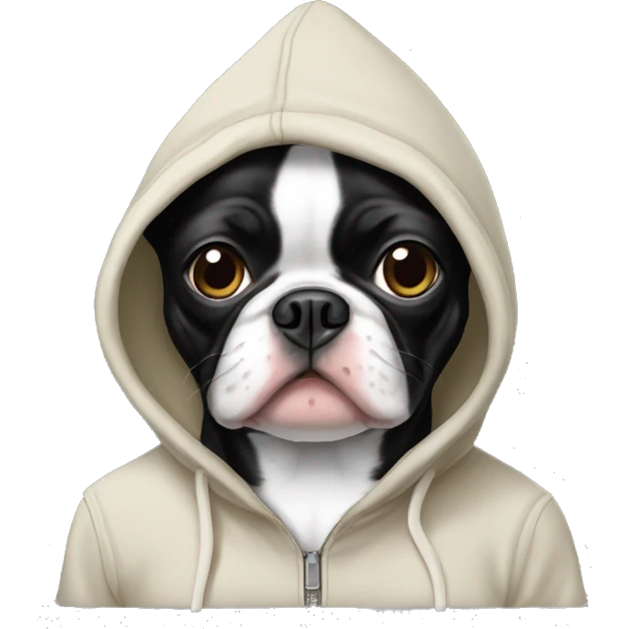 Boston terrier in hoodie emoji